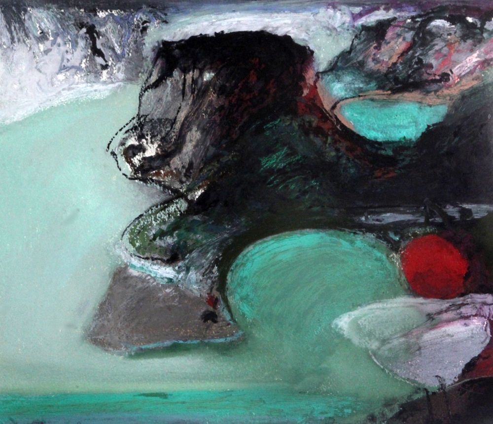 Kenneth Draper R.A. (1944-), pastel on paper, 'Lagoon', signed with Exhibition label verso, 34 x 40cm. Condition - fair to good